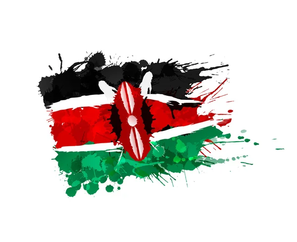 Renkli sıçramalarına yapılan kenya Cumhuriyeti bayrağı — Stok Vektör