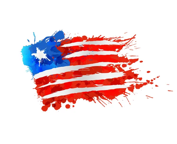 Bandera de Liberia hecha de salpicaduras de colores — Vector de stock