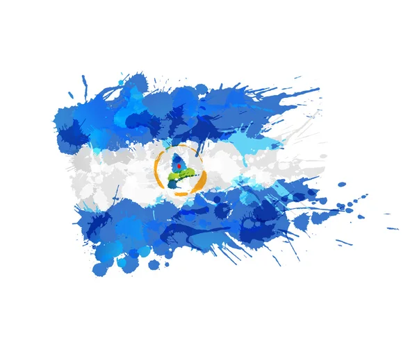 Bandera de Nicaragua hecha de salpicaduras de colores — Archivo Imágenes Vectoriales