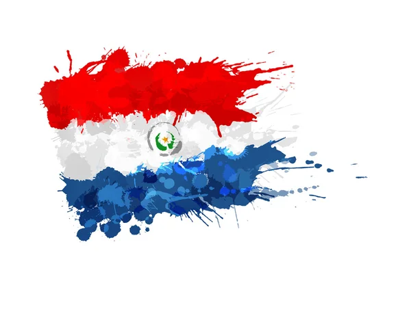 Bandeira do Paraguai feita de salpicos coloridos — Vetor de Stock
