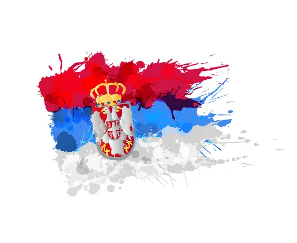 Bandera de Serbia hecha de salpicaduras de colores — Archivo Imágenes Vectoriales