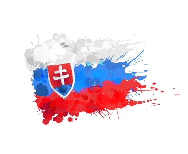 Drapeau de Slovaquie fait d'éclaboussures colorées — Image vectorielle
