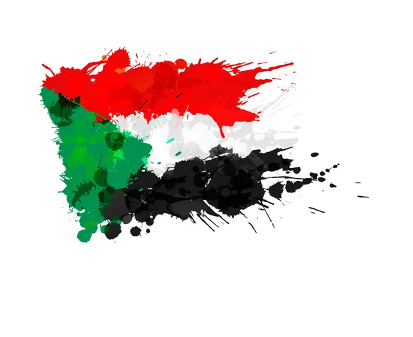 Flag of  Sudan made of colorful splashes — Stock Vector