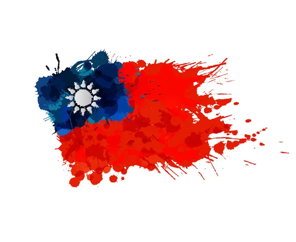 Bandera de Taiwán (República de China) hecha de salpicaduras de colores — Vector de stock