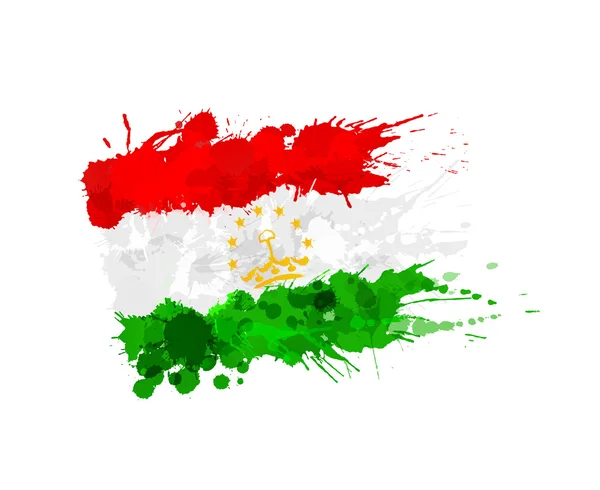 Tacikistan bayrağı renkli sıçramalarına yaptı — Stok Vektör