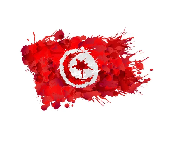 Bandeira da Tunísia feita de salpicos coloridos —  Vetores de Stock