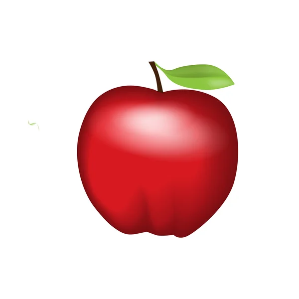 Красное яблоко с листом — стоковый вектор