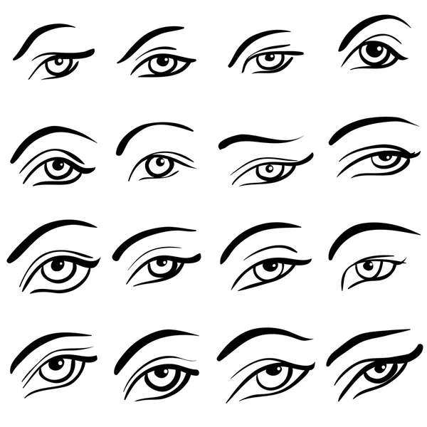 Conjunto de 16 diseños de ojos — Vector de stock