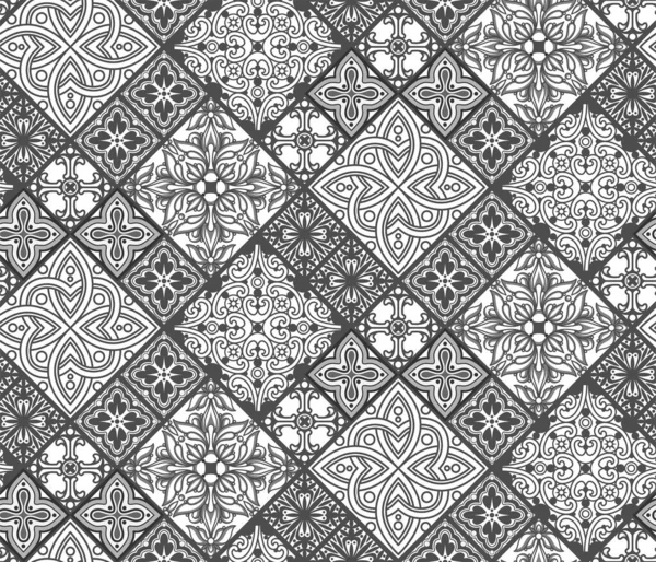 Keramische Tegels Naadloos Monochroom Patroon — Stockvector