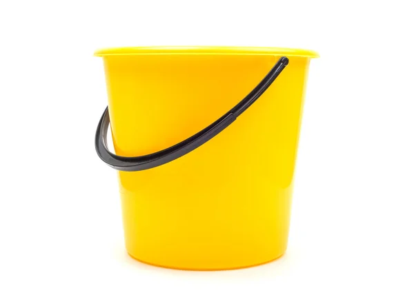 Yellow plastic bucket — Stock Photo, Image