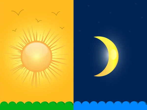 Ήλιος και φεγγάρι — Διανυσματικό Αρχείο