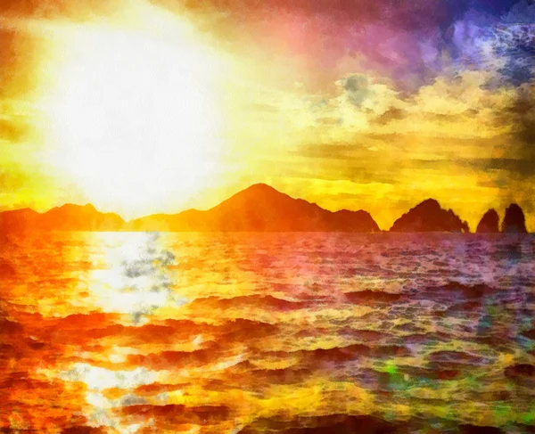 समुद्रावर सुंदर सूर्यास्त — स्टॉक फोटो, इमेज