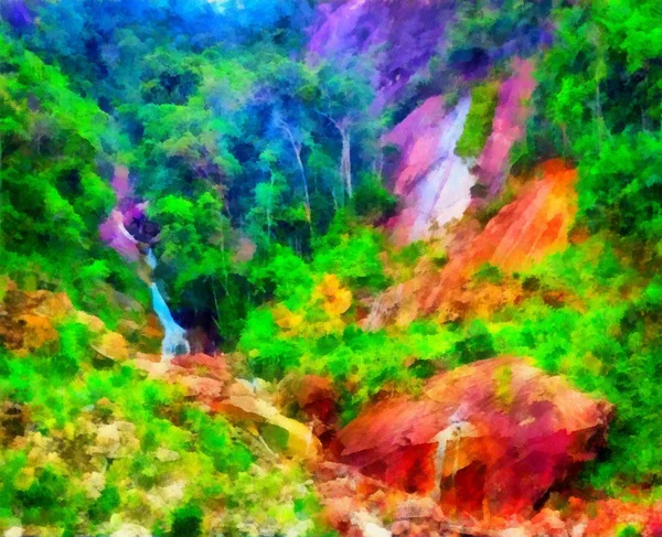 Waterfall in beautiful tropical jungles — Stock Photo, Image