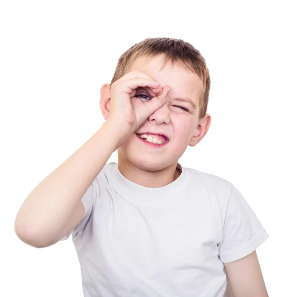 Close up portrait of searching boy — Stock Photo, Image