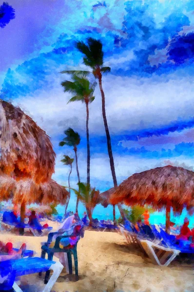 Digital structure of painting. Dominican beach — Stock Photo, Image