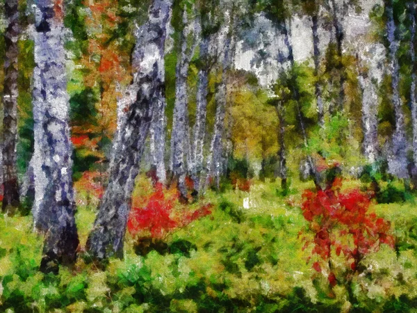 Estrutura digital da pintura. Floresta de outono Fotos De Bancos De Imagens