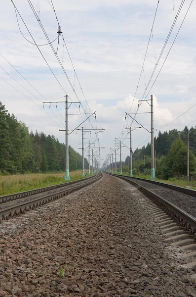 Две железные дороги идут к горизонту — стоковое фото