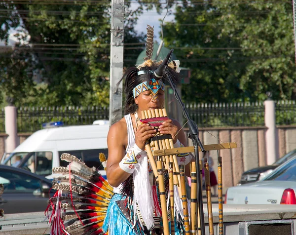 Músico indio tocando en la calle — Foto de Stock