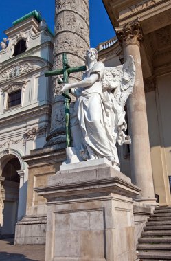 st. charles Kilisesi bir melek heykeli. Vienna, Avusturya