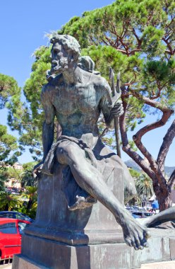 Neptune columbus anıt heykeli. Rapallo, İtalya