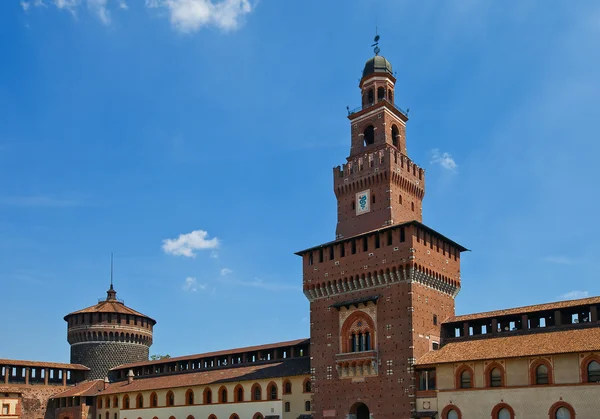 Towers of Sforza Castle (XV c.). Milan, Italy — Stock Photo, Image