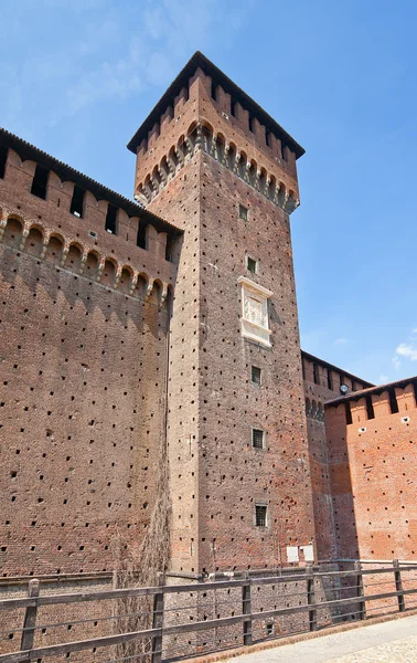 Tower of Bona of Savoy in Sforza Castle (XV c.). Milan, Italy — Stock Photo, Image