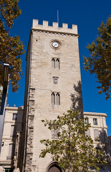 Saint-Jean Tower (circa XIV c.) in Avignon. National Heritage Site of France (monument historique)