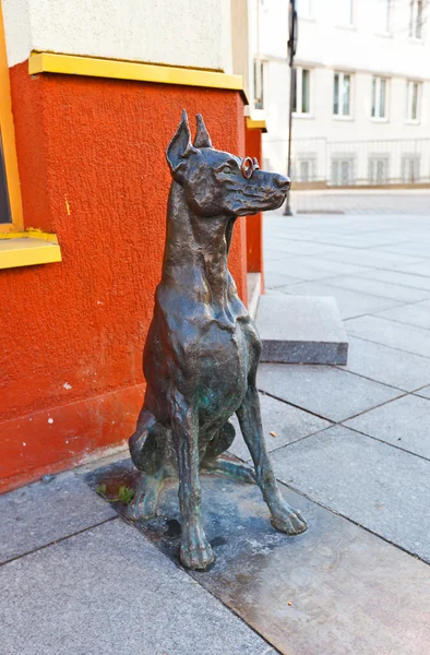 Sculpture of a dog in glasses — Stock Photo, Image