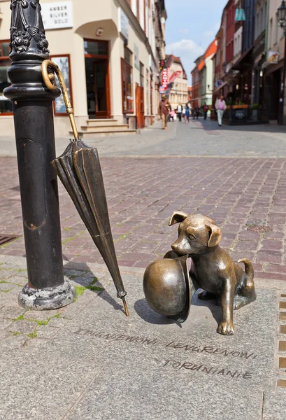 Staty av hund filus i torun, Polen — Stockfoto