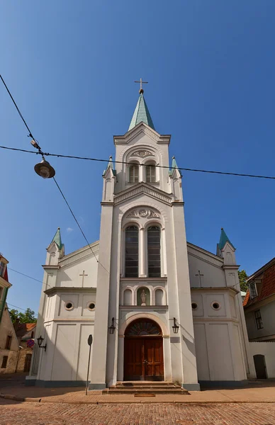 Our Lady of Sorrows catholic church (XVIII c.)  in Riga, Latvia — Stock Photo, Image