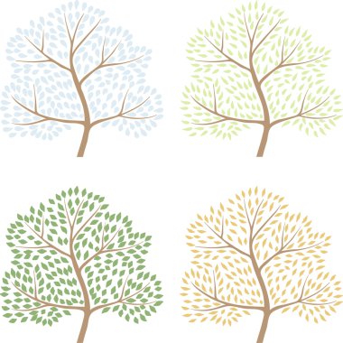 Four season trees, vector illustration of abctract trees