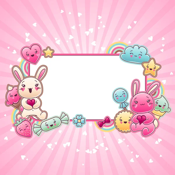Cute child background with kawaii doodles. Stock Vector