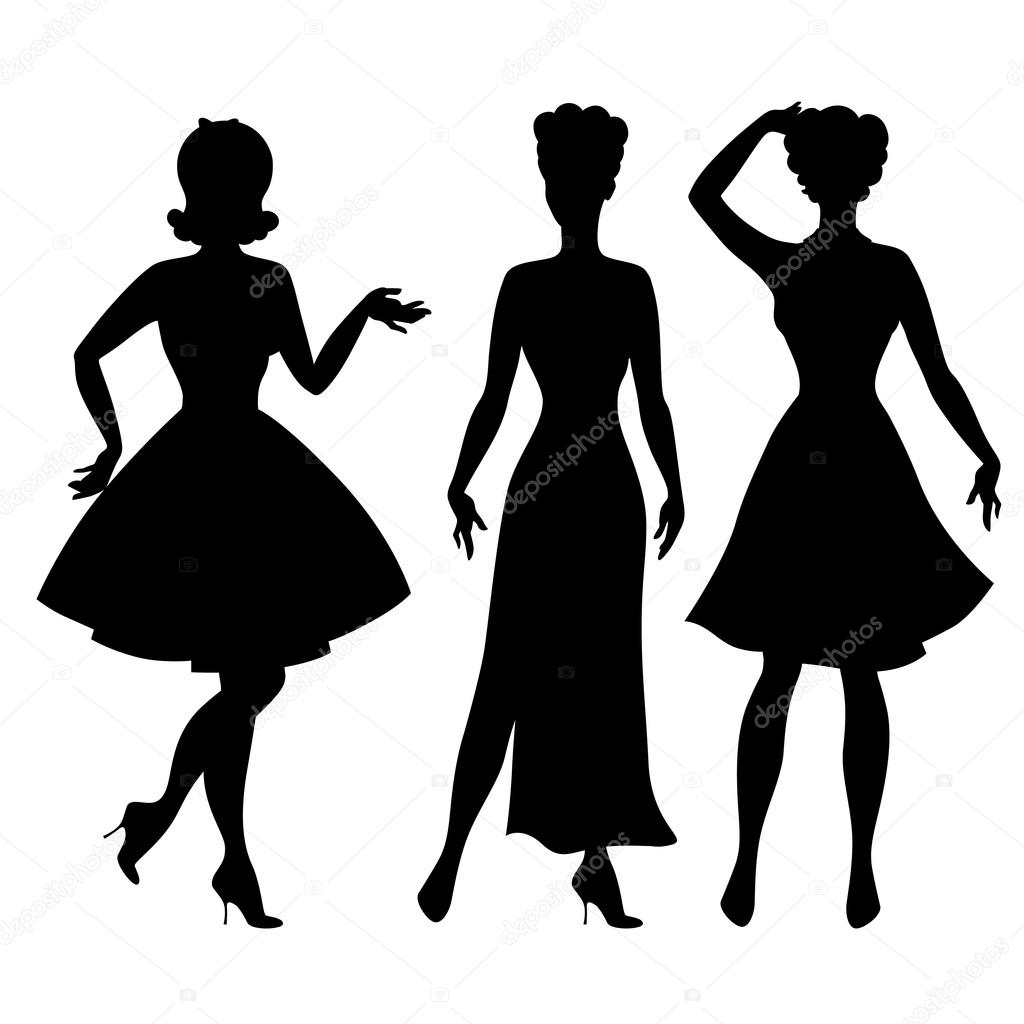1950s Pin Up Girl Hairstyles Silhouettes Of Beautiful Pin Up
