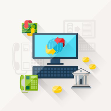 Illustration concept of banking online in flat design style.