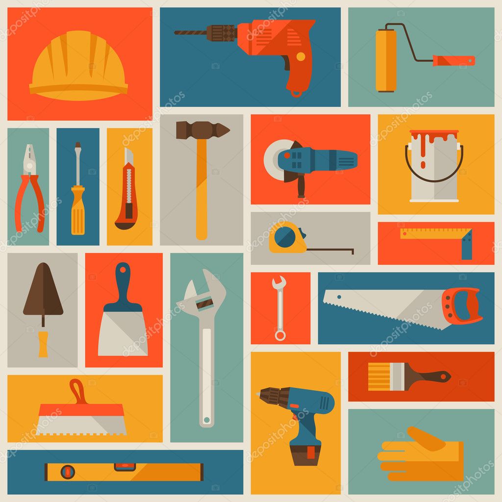 Repair and construction working tools icon set. — Stock Vector