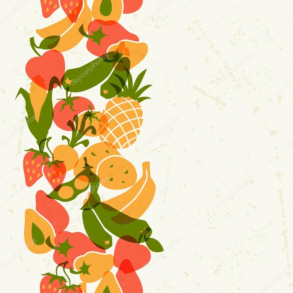 Cibo ve ariano disegno di sfondo con verdure stilizzate — Vettoriale Stock