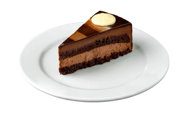 Rétegelt Csokoládé Torta Főzés Kávé Asztalon — Stock Fotó