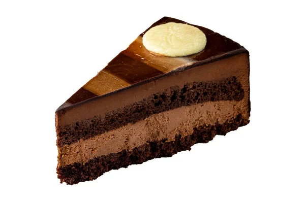 Bolo Chocolate Camadas Mesa Pedra Escura — Fotografia de Stock