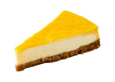 Beyaz arka planda leziz limonlu cheesecake.