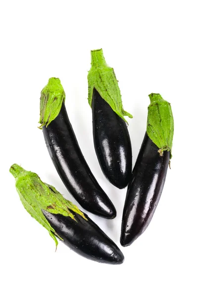 Freshly Harvested Mini Eggplant Isolated White Background — Zdjęcie stockowe