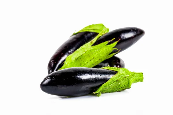 Freshly Harvested Mini Eggplant Isolated White Background — 스톡 사진