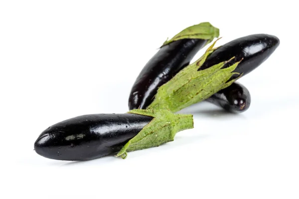 Freshly Harvested Mini Eggplant Isolated White Background — 图库照片