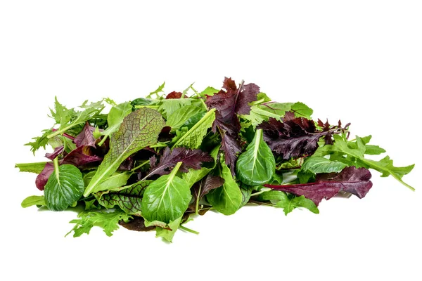 Mixed Fresh Mediterranean Greens Isolated White Background Mediterranean Salad Ingredients — Zdjęcie stockowe