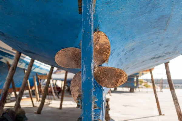 Fundo Hélice Barco Que Foi Desembarcado Para Manutenção — Fotografia de Stock