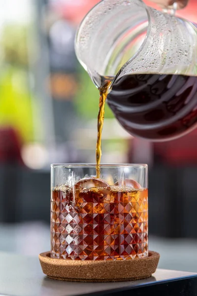 Egy Csésze Jeges Americano Coffee Vagy Cold Brew Kávé Egy — Stock Fotó