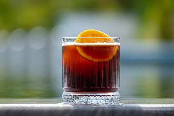 Refreshing Fruity Alcoholic Summer Cocktail Dark Background — Stok fotoğraf