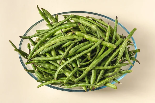 Fresh Green Beans Glass Bowl Healthy Eating Concept — Stock Fotó