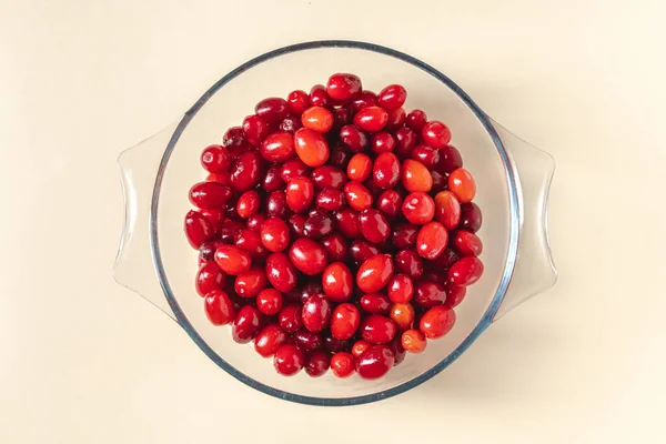 Fresh Cranberries Glass Bowl Healthy Eating Concept — Stock Photo, Image