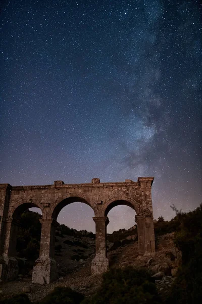 Die Antike Stadt Ariassos Das Stadttor Einer Nacht Der Die — Stockfoto