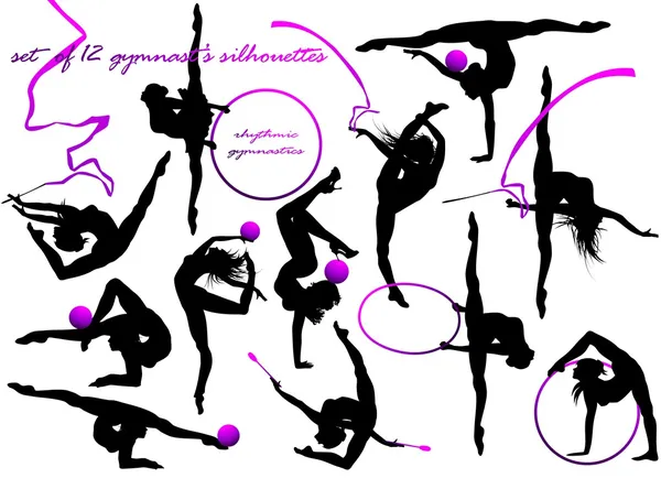 Siluetas de gimnasta — Archivo Imágenes Vectoriales